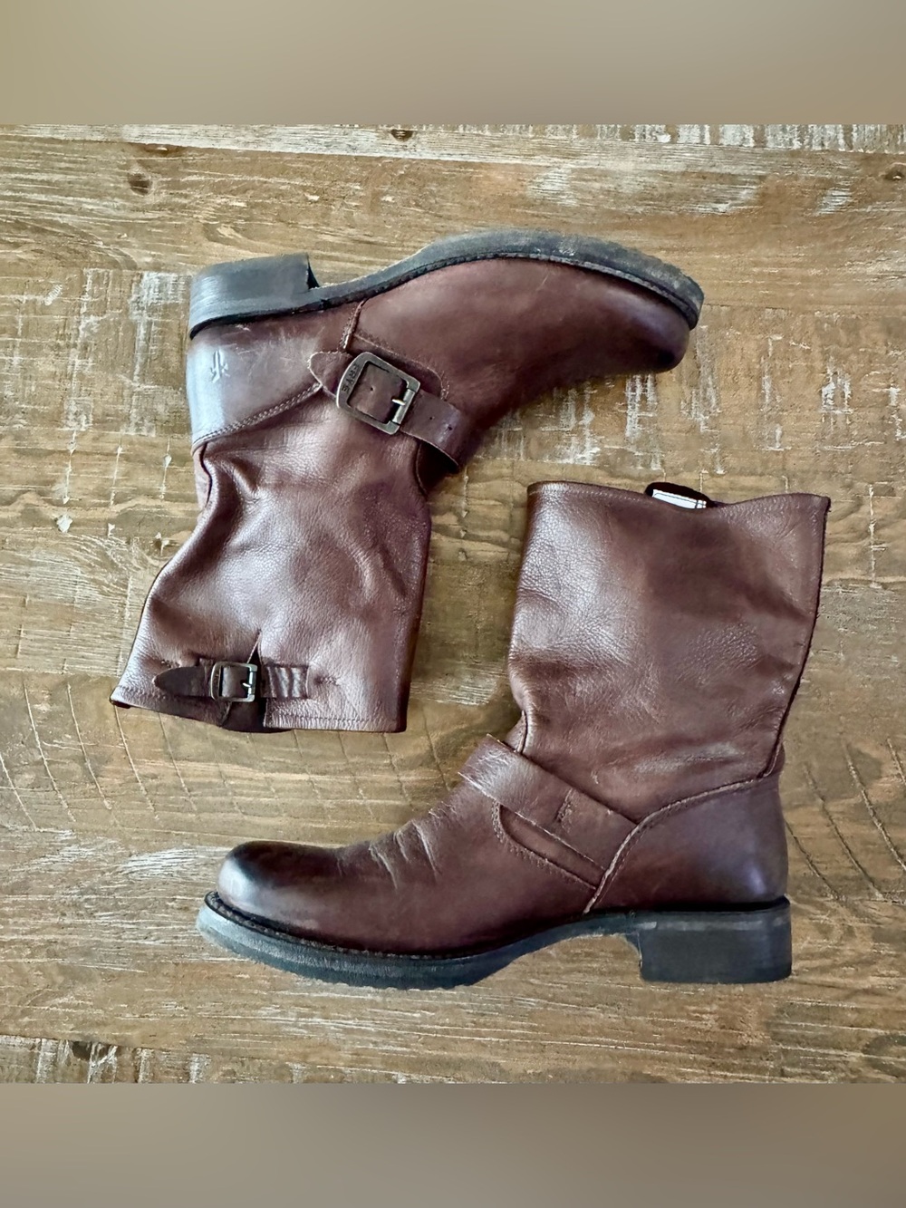 Women’s Frye Veronica Brown Leather Boots, Size 10